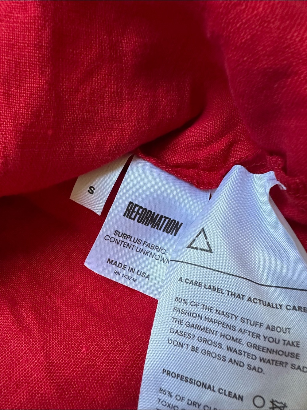Reformation Red Linen Off the shoulder Tie Mini Dress - Picture 4 of 4